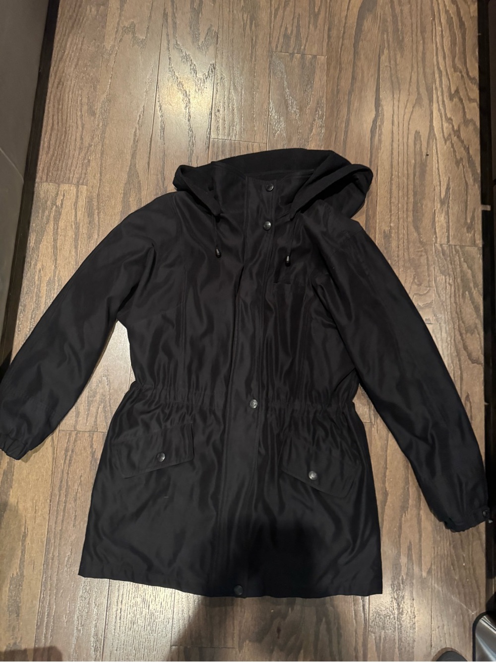 New York & Company Black Hooded Utility Parka Jacket - Medium